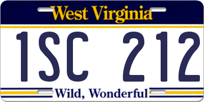 WV license plate 1SC212