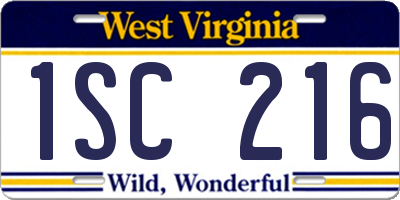WV license plate 1SC216