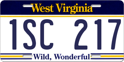 WV license plate 1SC217