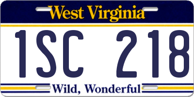 WV license plate 1SC218
