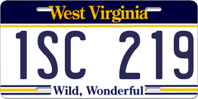 WV license plate 1SC219
