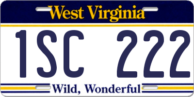 WV license plate 1SC222