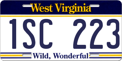WV license plate 1SC223