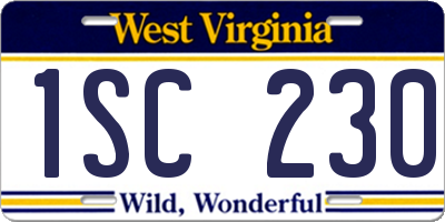 WV license plate 1SC230