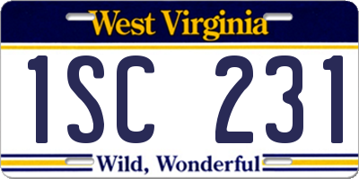 WV license plate 1SC231