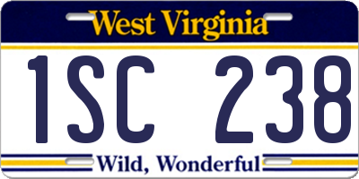 WV license plate 1SC238
