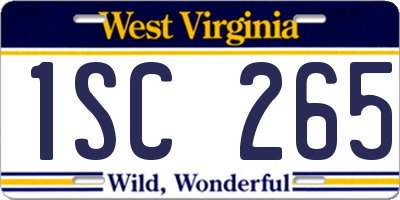WV license plate 1SC265