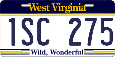 WV license plate 1SC275
