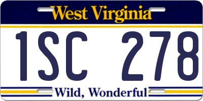 WV license plate 1SC278