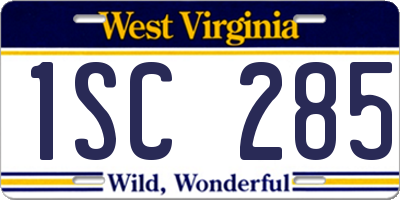 WV license plate 1SC285