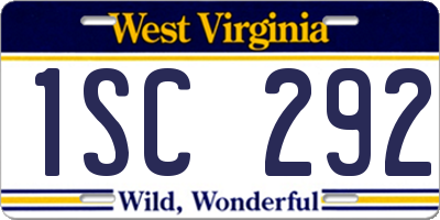 WV license plate 1SC292