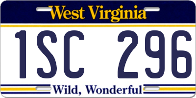 WV license plate 1SC296