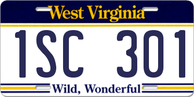 WV license plate 1SC301