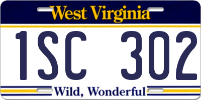 WV license plate 1SC302