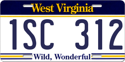 WV license plate 1SC312