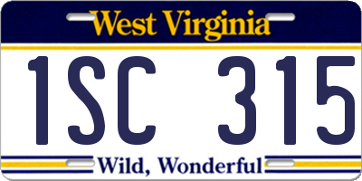 WV license plate 1SC315