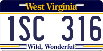 WV license plate 1SC316