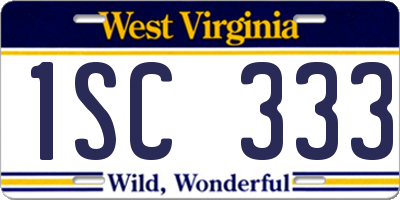 WV license plate 1SC333
