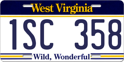 WV license plate 1SC358