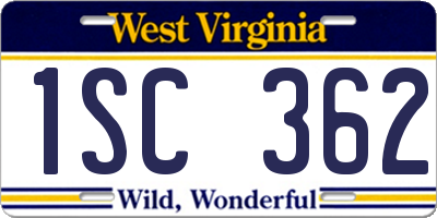 WV license plate 1SC362