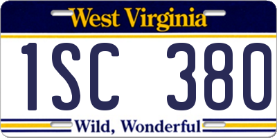 WV license plate 1SC380