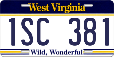 WV license plate 1SC381