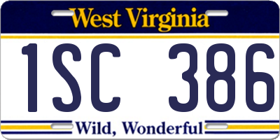 WV license plate 1SC386
