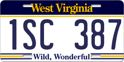 WV license plate 1SC387