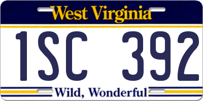 WV license plate 1SC392