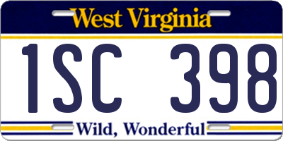 WV license plate 1SC398