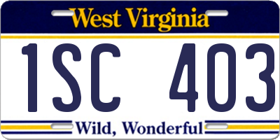 WV license plate 1SC403