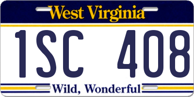 WV license plate 1SC408