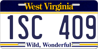 WV license plate 1SC409