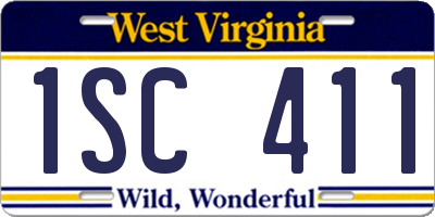 WV license plate 1SC411