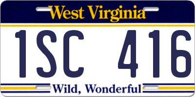 WV license plate 1SC416
