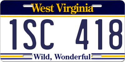 WV license plate 1SC418