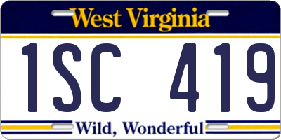 WV license plate 1SC419
