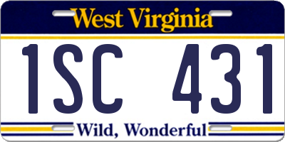 WV license plate 1SC431