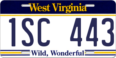 WV license plate 1SC443
