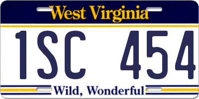 WV license plate 1SC454
