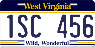 WV license plate 1SC456