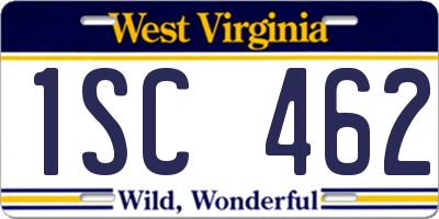 WV license plate 1SC462