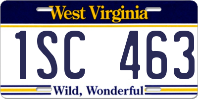 WV license plate 1SC463