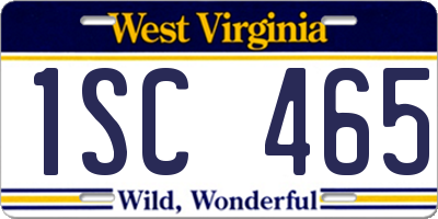 WV license plate 1SC465