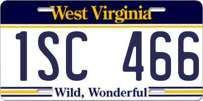 WV license plate 1SC466
