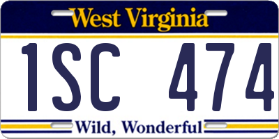 WV license plate 1SC474