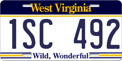 WV license plate 1SC492