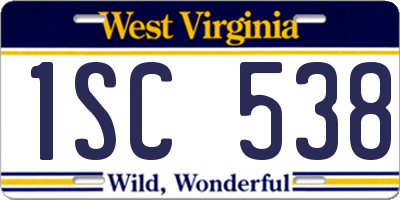 WV license plate 1SC538