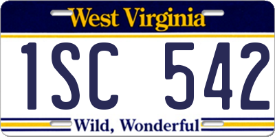 WV license plate 1SC542