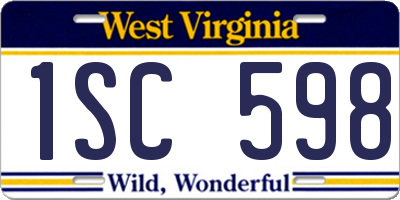 WV license plate 1SC598
